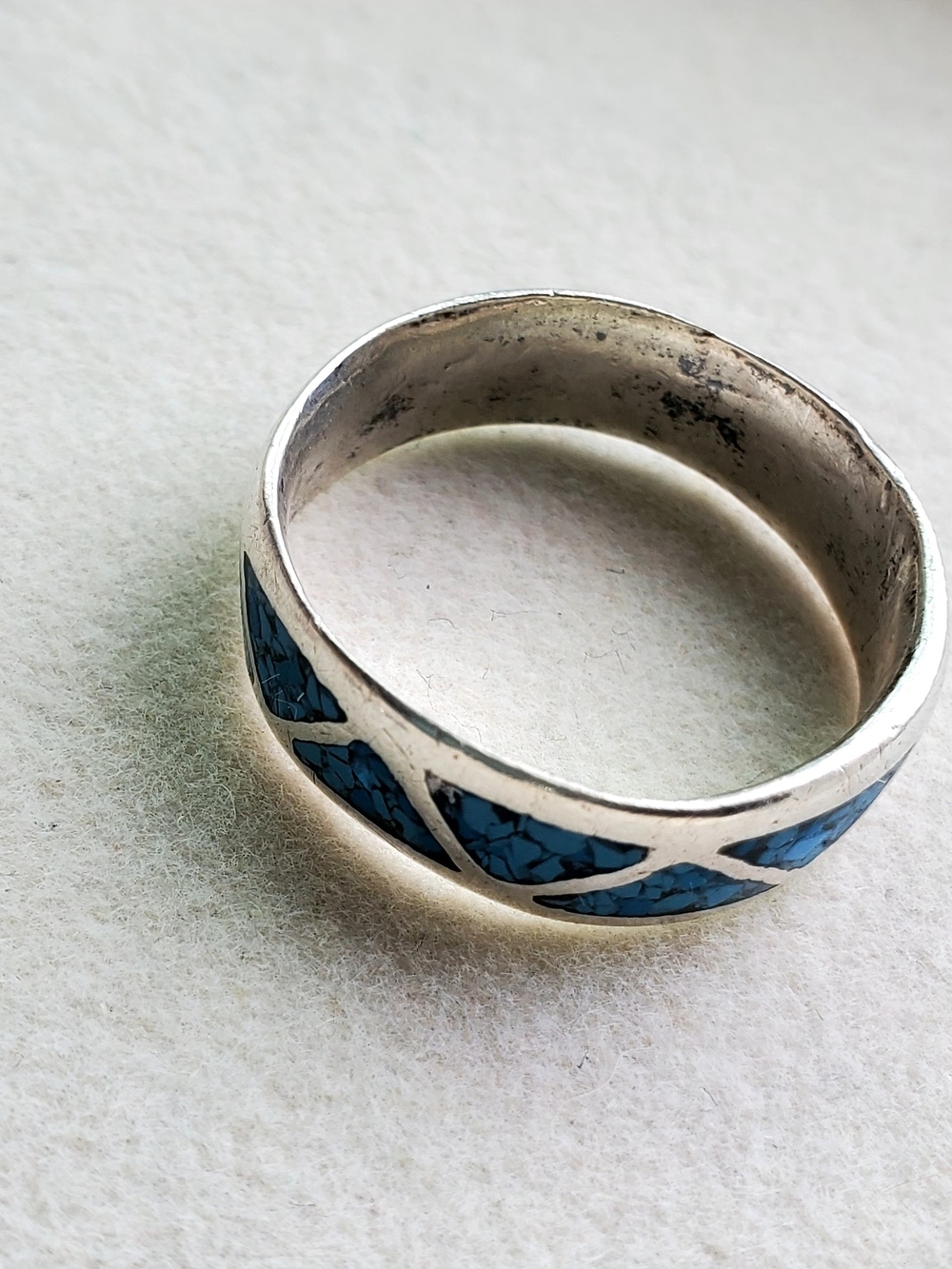 Sterling Silver Turquoise Inlay Ring • 3.10g